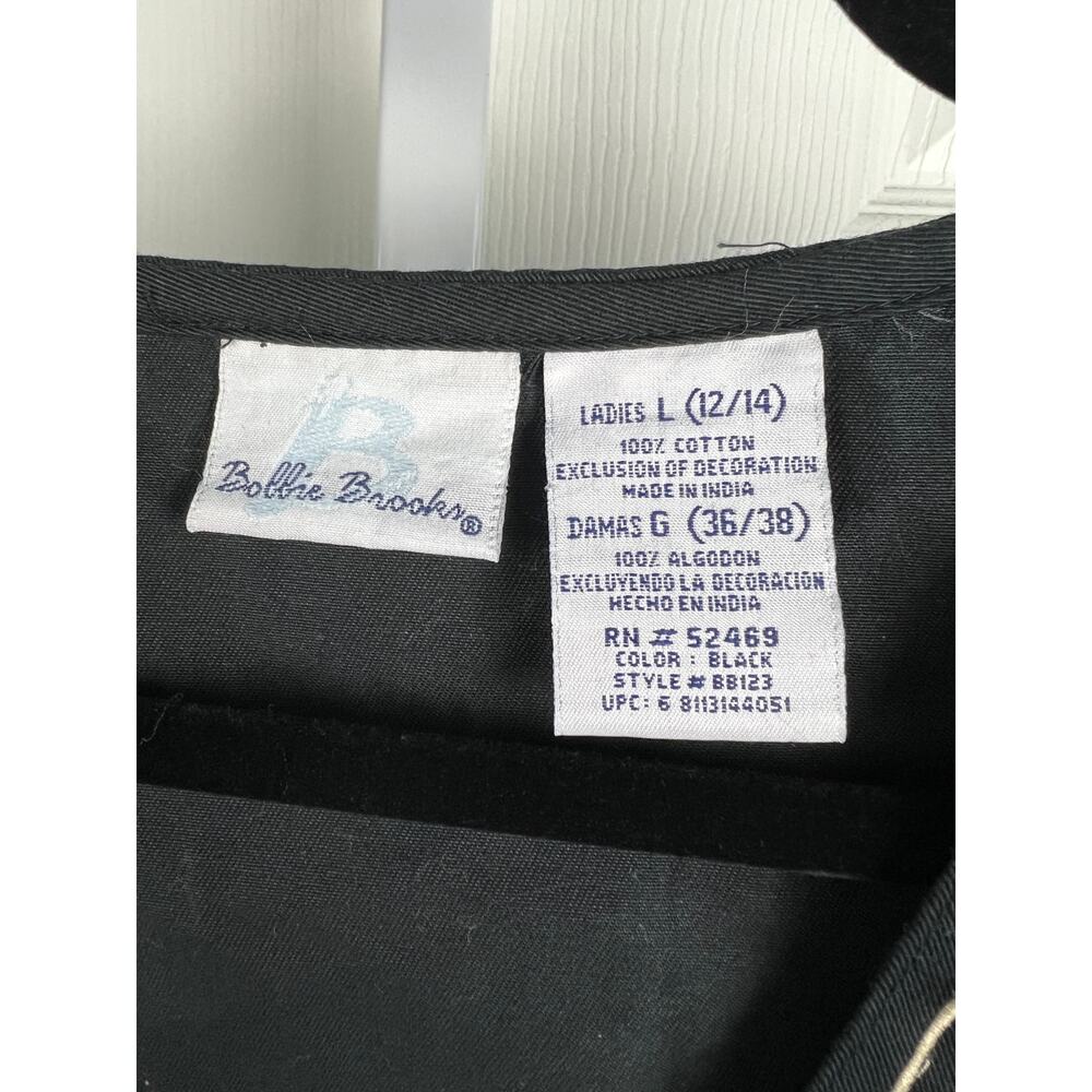 Vintage Bobbie Brooks Black Embroidered Floral Cotton Vest Womens Large 12 14 - Picture 4 of 7